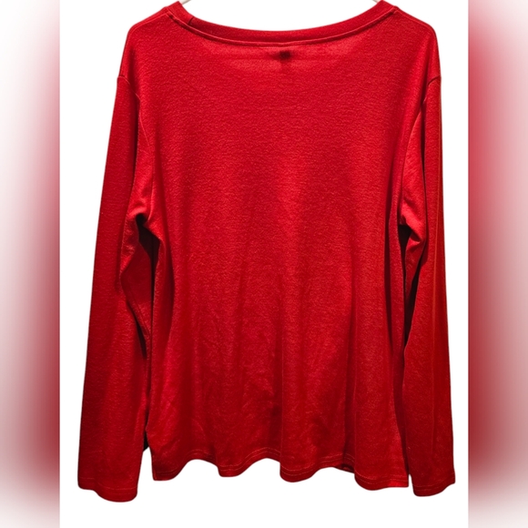 HOTGIFT Women's Long Sleeve RED Tunic Blouse Top Casual Front Twist T-Shirt- Lg - Picture 4 of 7